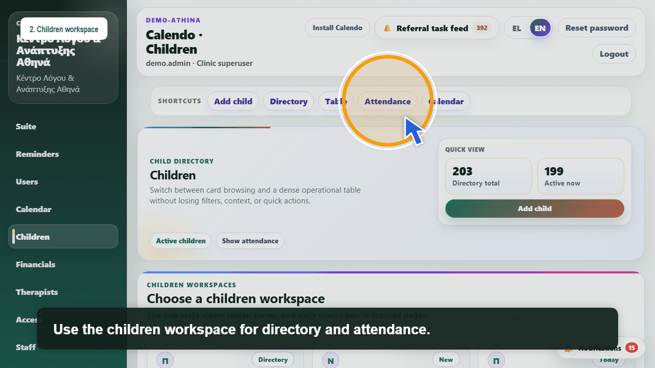 Child referral journey in Calendo Health