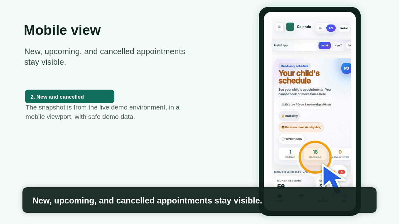 Calendo Health parent app for schedule and updates