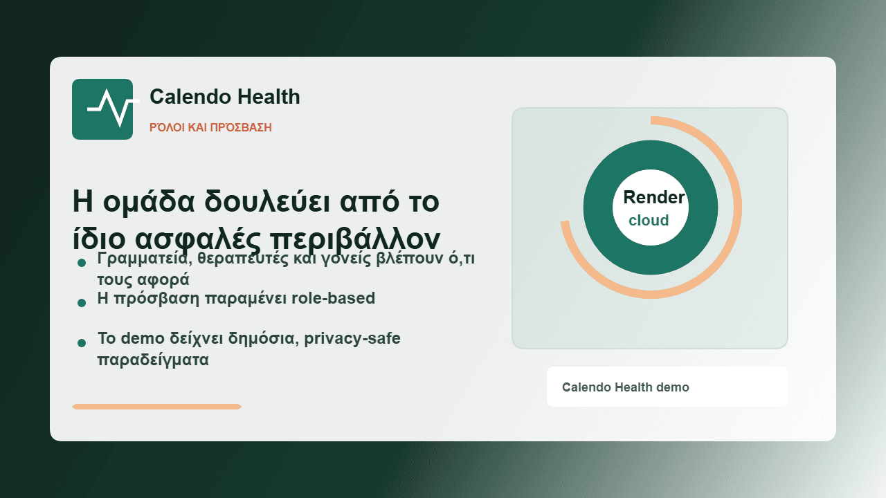 Το Calendo Health στο cloud, χωρίς διακομιστή στην κλινική